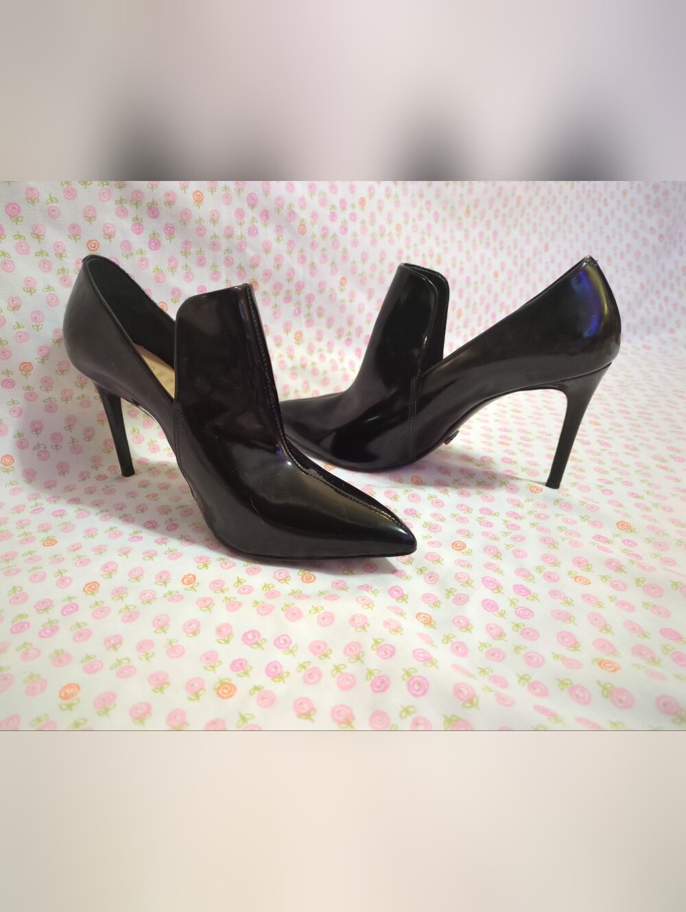 Schutz Patent Leather High Heel Stilettos Cutout Pointed Toe Loafer Low Bootie 9